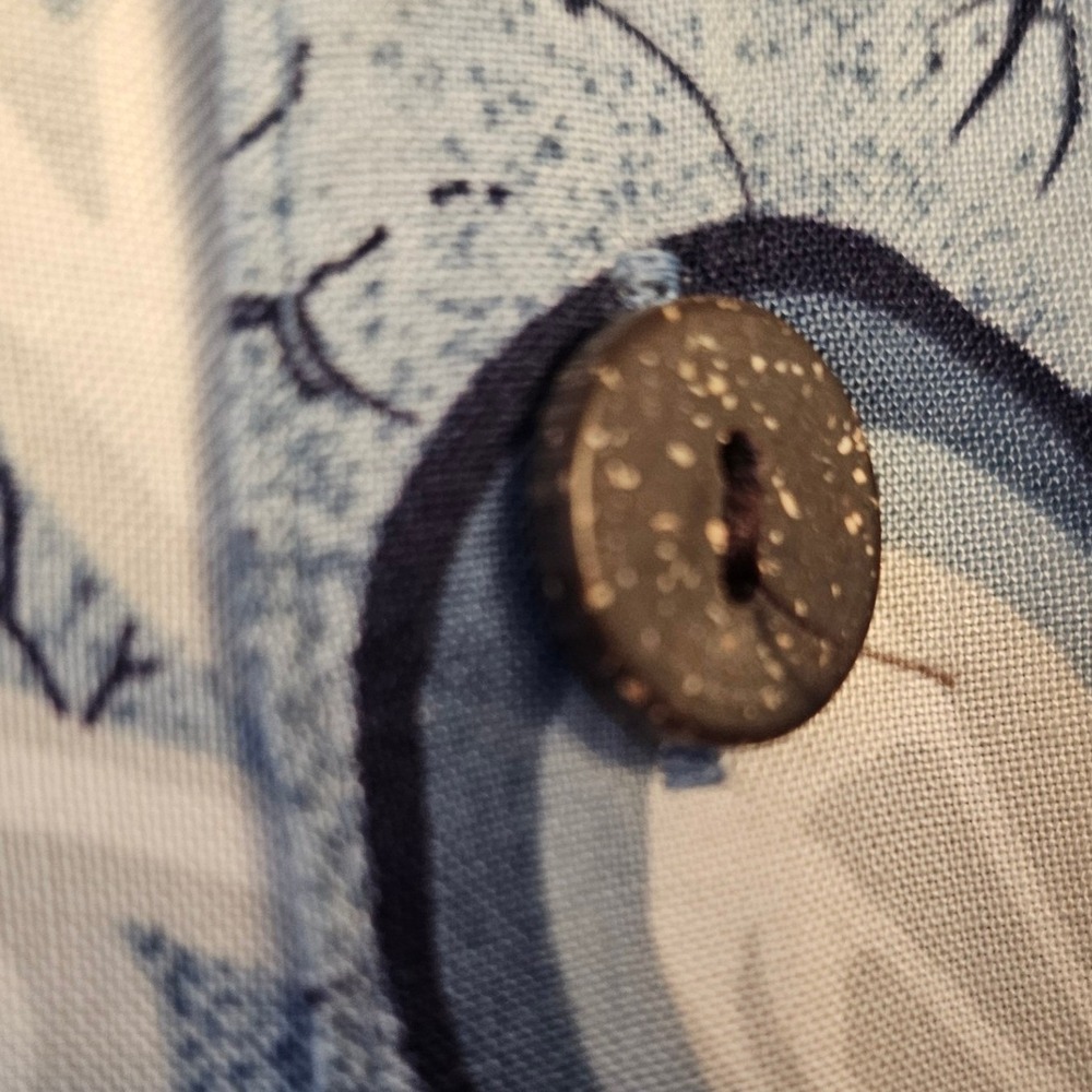 Hana Bay Island Style Vintage Mens XL Blue Hibiscus Floral Rayon Aloha Shirt - Picture 8 of 9